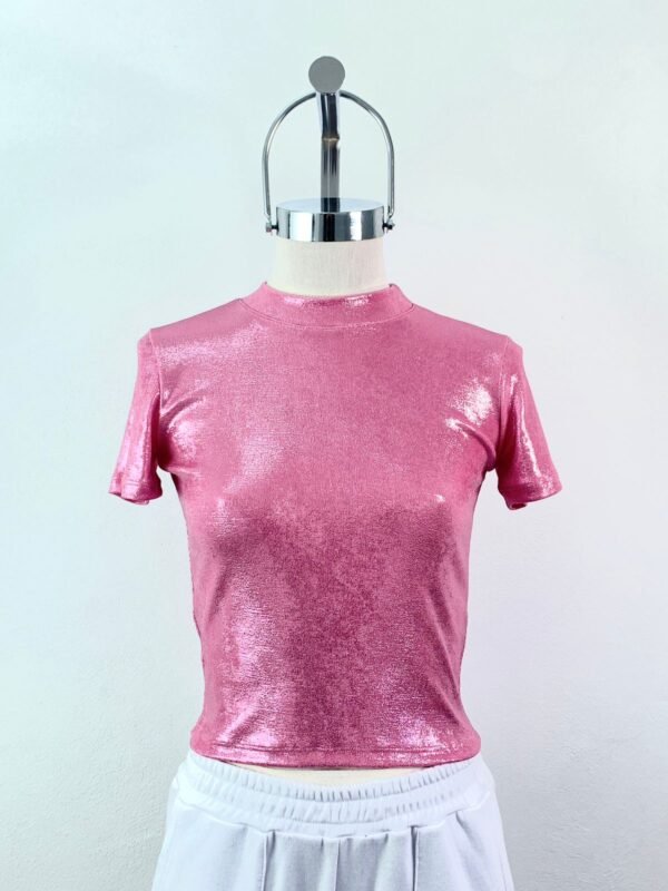 Top Polera Ribb Foil Bardot