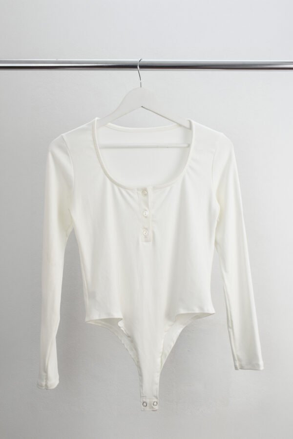 Body escote cuadrado con botones -  Ribb c/lycra