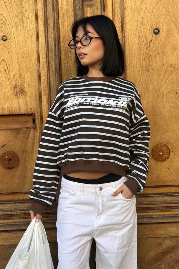 Buzo over crop Urban -  Frisa rayado fino