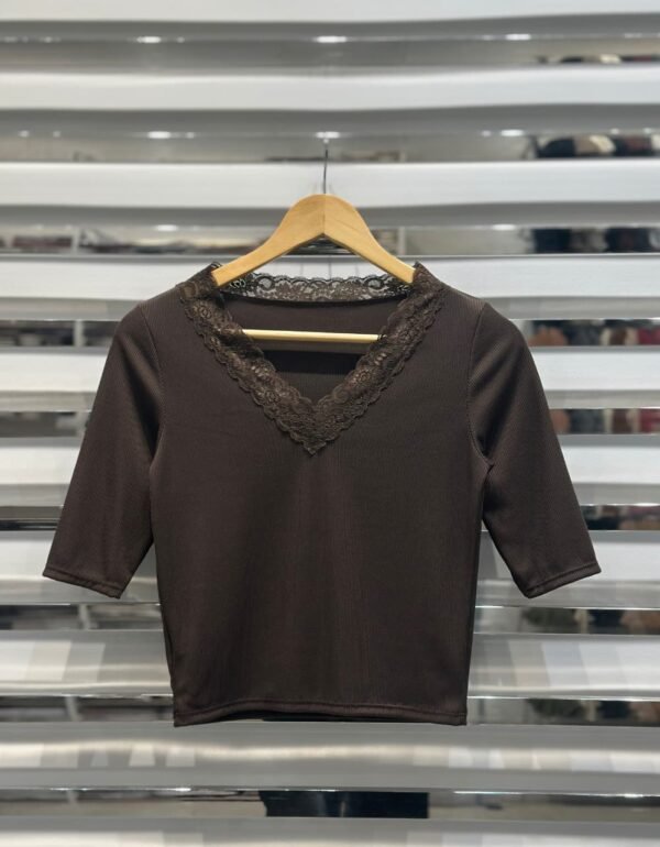 Remera CV manga 3/4 con puntilla - Morley Algodón